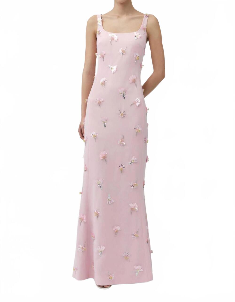 NEW SIMKHAI briella embellished crepe gown in daisy